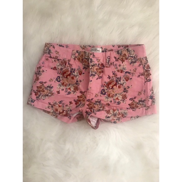 Forever 21 Pants - pink floral denim shorts